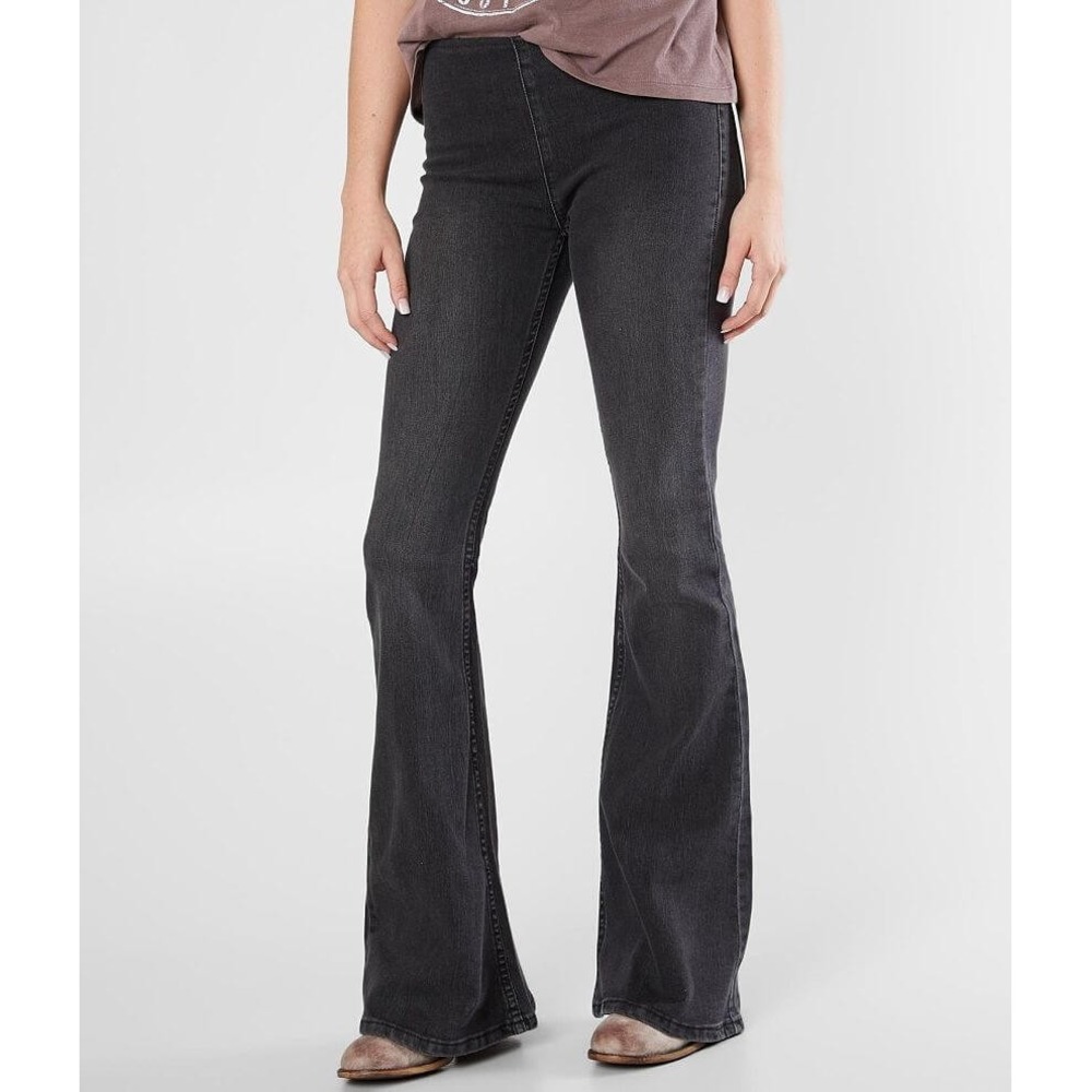 Newbury Kustom Gray Mid-Rise Flare Stretch Contemporary Sleek Jeans Size M